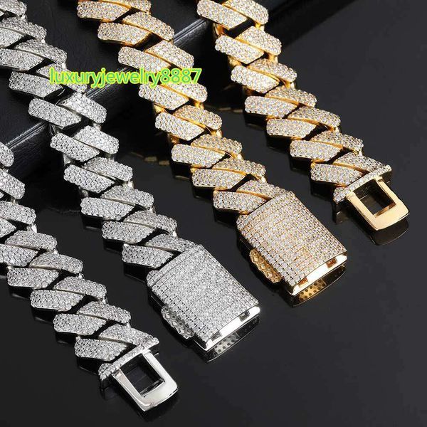 Custom 10mm diamond-studded copper Cuban chain bracelet with moissanite accents