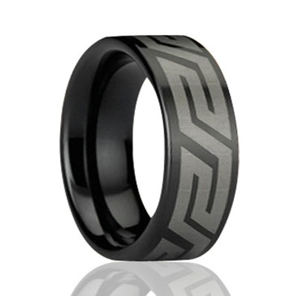 Custom black laser-engraved tungsten rings wholesale, 8mm wide