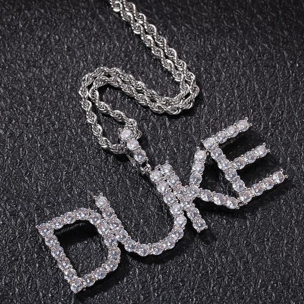 Custom Iced Out Letter Necklace for Men and Women in Gold or Silver, Hip Hop Style Pendant Jewelry