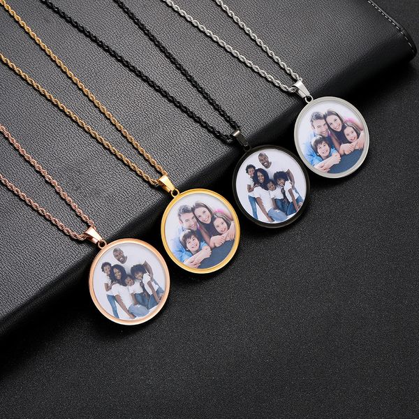 Custom stainless steel pendant necklace with a round charm for memorial photos, a durable and unfading jewelry gift