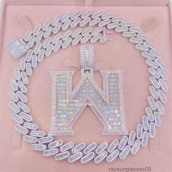 Customized Double Layered 3D Hip Hop Baguette Pendant with Initial Letter, Heavy Iced Out Design