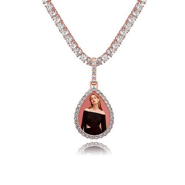 Custom-made gold and silver photo pendant necklaces for men and women, ideal as hip-hop jewelry gifts