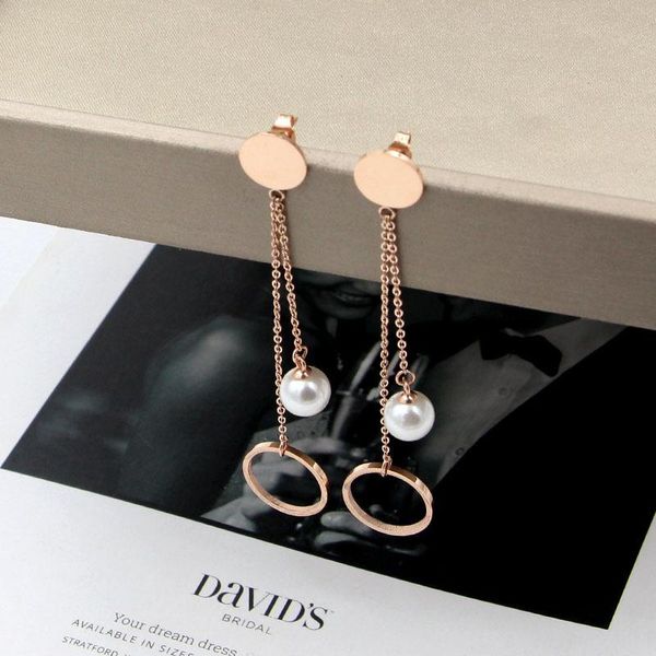 Dangle & Chandelier Fashionable Women's Titanium Steel LOVE Frosted Rectangular Earrings, Wholesale Gifts
