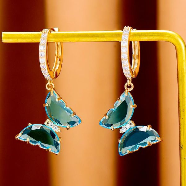 Dangle & Chandelier GODKI Fashion Butterfly Earrings for Women - Wedding Party Cubic Zirconia Dubai Bridal Jewelry Golden Hoop Earrings