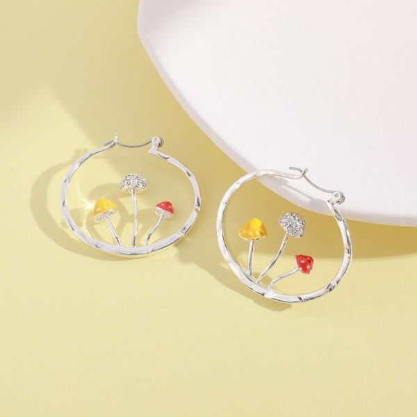 Dangle & Chandelier Makersland Fashion Earring Women Girls Unique Cute Mushroom Hoop Earrings Gold Silver Color Sweet Designer Jewelry Whole