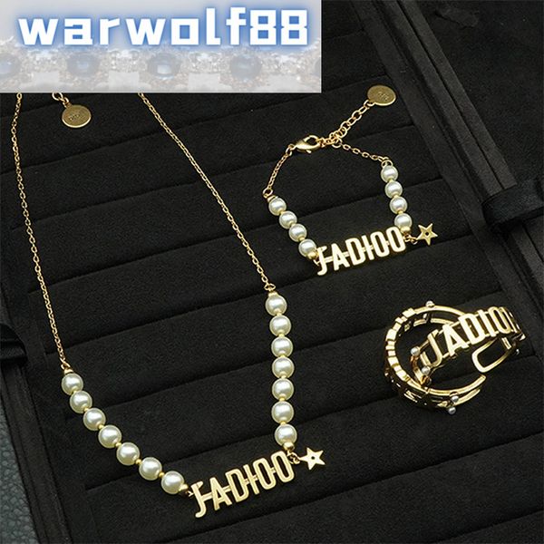 Design High Quality Earrings Dijia Classic Star Letter Pearl Necklace Women's Net Red Live Clavicle Chain Jewelry