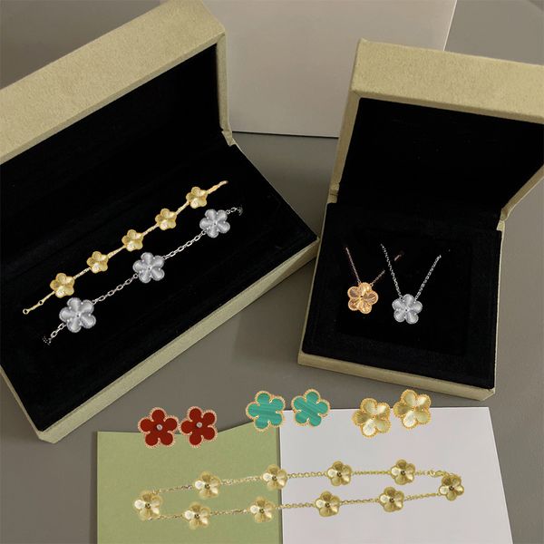 Designer Clover Jewelry Set: Classic Bracelet, Necklace & Earrings for Women - Perfect Mother's Gift or Wedding Accessory