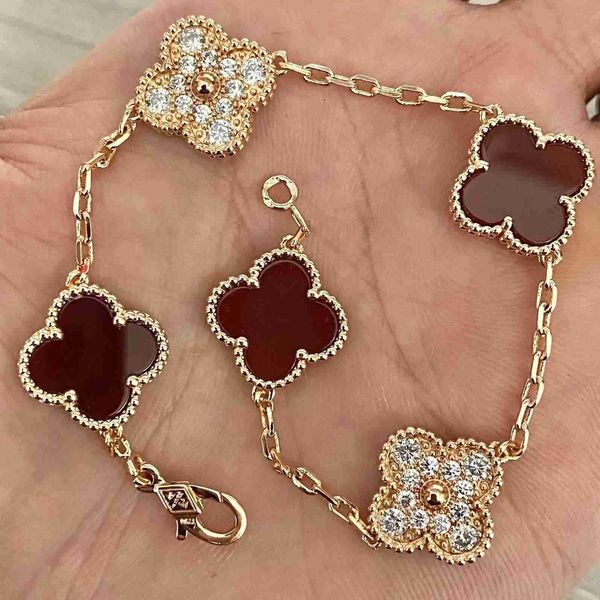 Designer Clover Pearl Jewelry Set with 18k Gold Laser Engraved Bangle and Matching Accessories