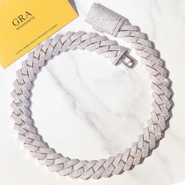 Designer diamond tester necklace for men and women, featuring a 10mm Cuban link chain to check moissanite jewelry