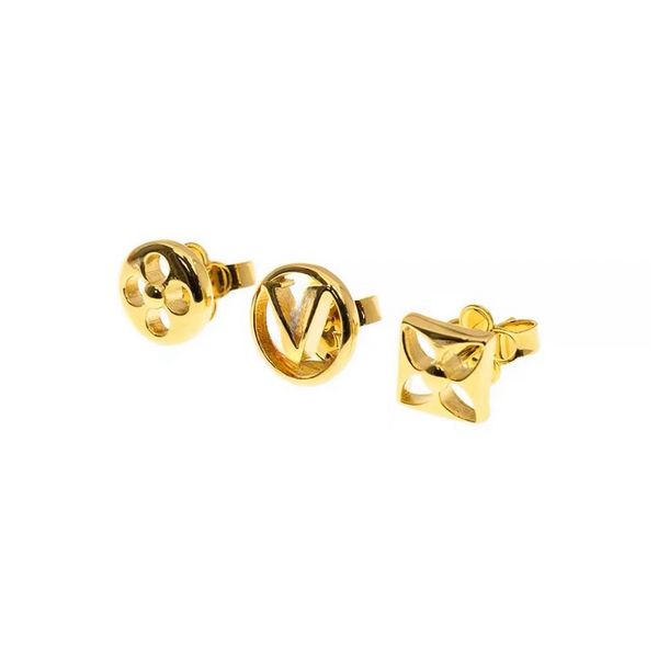 Designer earrings for men and women featuring a stylish three-in-one gold lock stud, perfect for parties and weddings, presented in a box