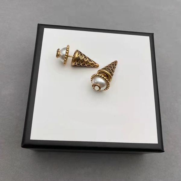 Designer fashion stud earrings for women, retro-style ice cream jewelry with gift box