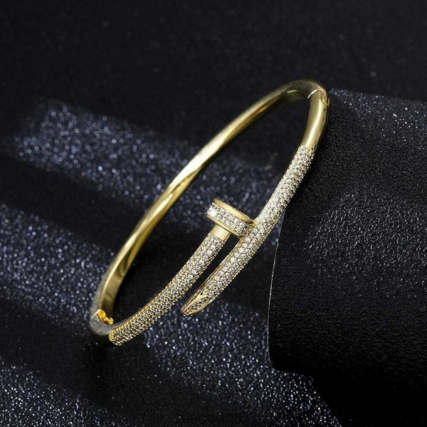Designer handbag with strict selection of accessories, home nail bracelet featuring colorless female zircon and full diamond jewelry