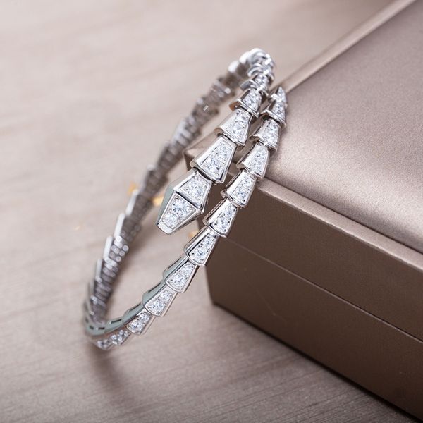 Designer silver torque bangle with bamboo bone and full diamonds, adjustable serpentine bracelet for women in 3 colors