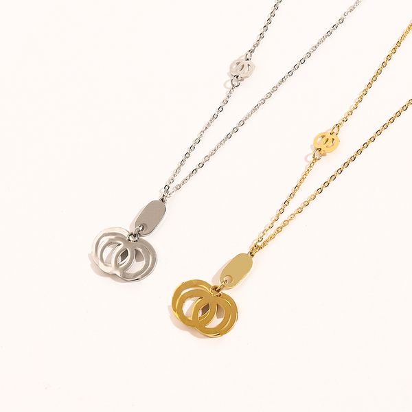 Designer steel seal necklaces featuring luxury brand jewelry, stylish fashion accessories, and elegant 18k gold plated long chains for women and couples