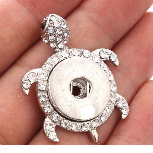 Diy crystal tortoise pendant necklace for women, compatible with 18mm snap buttons, stylish and fashionable