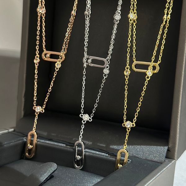Double loop necklace for women featuring designer diamonds, crafted in luxurious Sterling Silver with 18K gold plating, offering classic style official reproductions