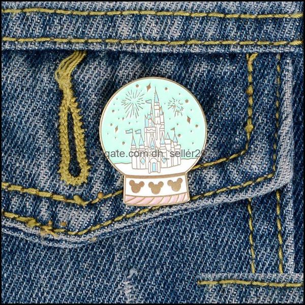Dream Castle Crystal Ball Brooch Enamel Pin for Lapel, Backpack, or Bag - A Charming Jewelry Gift for Girls