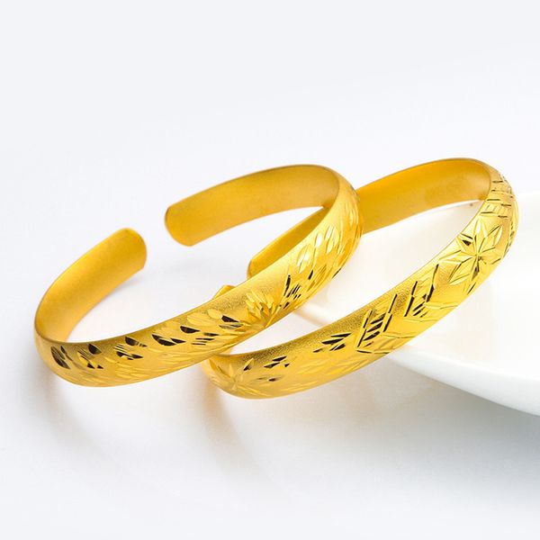 Dubai Women's 18k Gold-Filled Classic Cuff Bangle Bracelet, 6cm Diameter Fashion Jewelry Gift