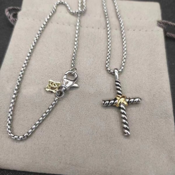 DY men's cross pendant necklace - silver vintage designer chain for birthdays or parties