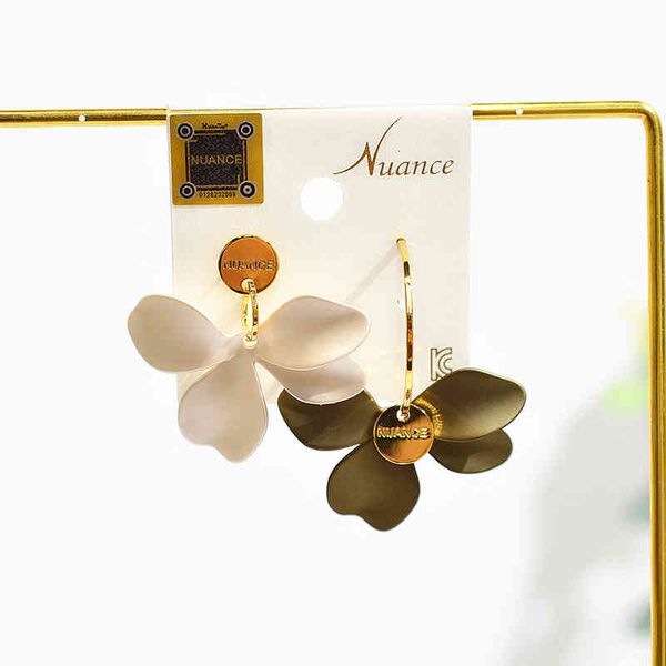 Earrings Charms Neh0778 Japanese and Korean Jewelry Nuance Elegant Plain Circle Four Petal Flower