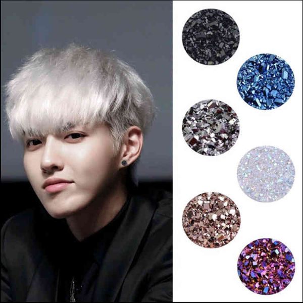 Earrings featuring agate crystal cluster charms in S925 silver, stylish and hypoallergenic for men's fashion