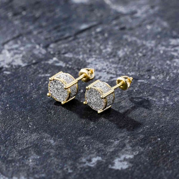 Earrings for men and women featuring zircon stones in round two-tone 925 silver settings