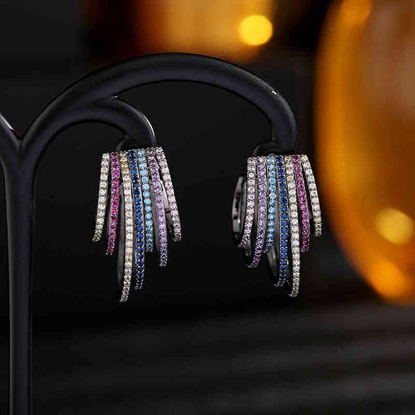 Earrings with hollowed-out design, exaggerated zircon accents, and irregular geometric shapes on 925 silver posts for women