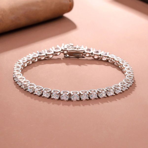 Elegant 15-18cm tennis bracelet with 4mm 5A CZ stones in pave setting, a timeless 925 silver gift for your beloved wife