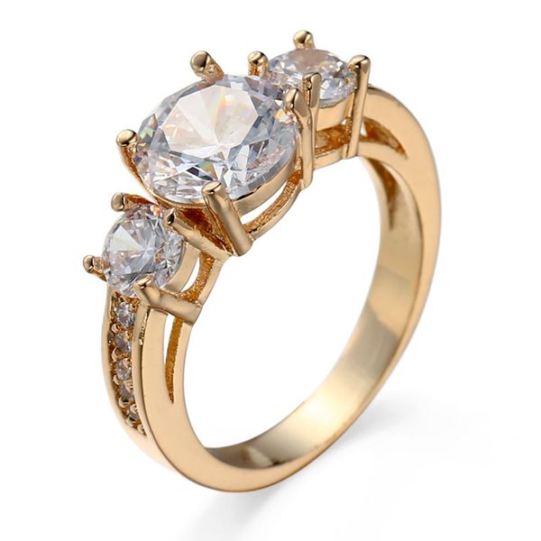 Elegant 18k gold-filled round cut classic wedding ring for women's engagement fashion