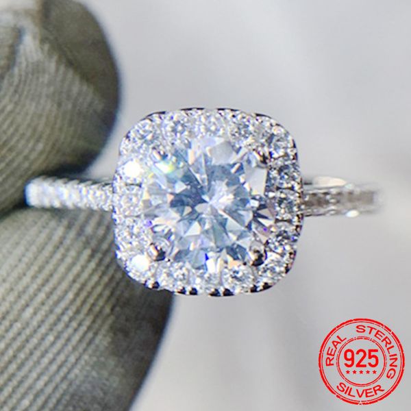Elegant 1ct lab diamond engagement ring in sterling silver for women, perfect for anniversaries and weddings, crafted in 925 silver jewelry, style XR461