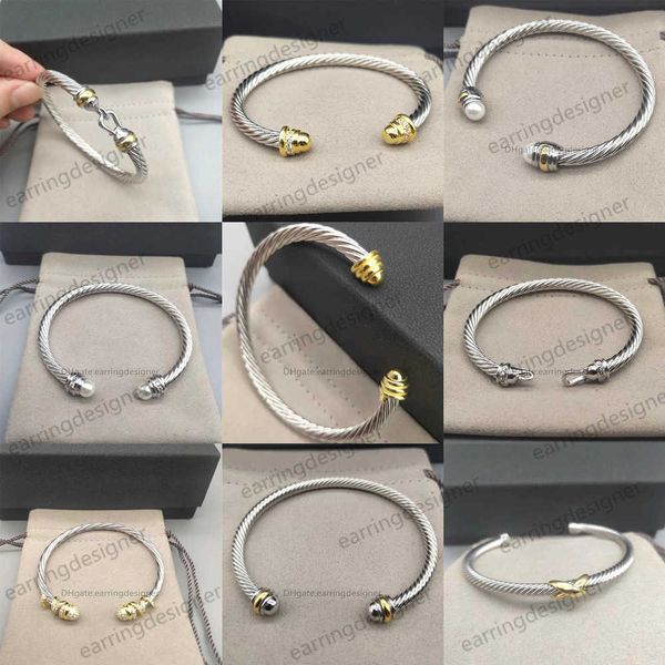 Elegant 2025 designer pearl twist bracelet for women, versatile platinum-plated jewelry ideal as wedding gifts, available in 4MM and 5MM thickness