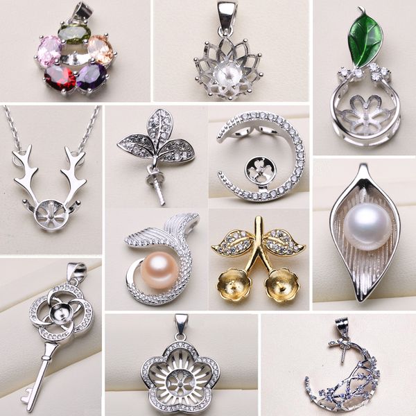 Elegant 925 silver necklace settings for DIY pearl pendant jewelry, perfect as a stylish women's accessory or wedding gift