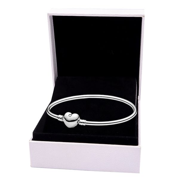 Elegant 925 sterling silver bangle designed for beads and charms, a luxurious jewelry piece with a presentation box