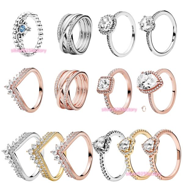 Elegant 925 sterling silver CZ diamond rings for women, perfect as engagement, wedding, or anniversary gifts in European and American styles