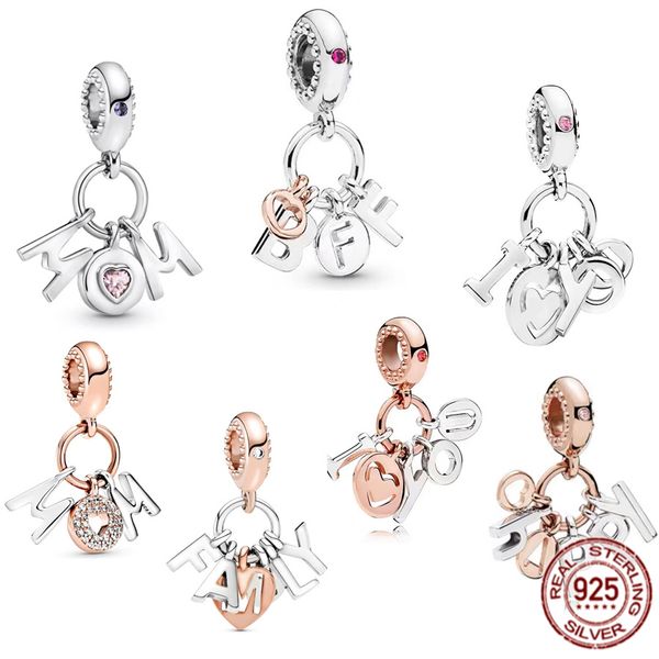 Elegant 925 sterling silver family pendant, perfect for DIY bracelets or necklaces, a lovely ladies' jewelry gift