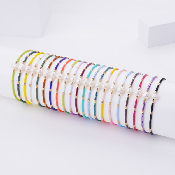 Elegant adjustable freshwater pearl bracelets for women, featuring Miyuki Tila beads