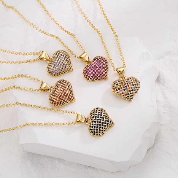 Elegant and colorful zircon heart pendant necklace, a perfect gift for women