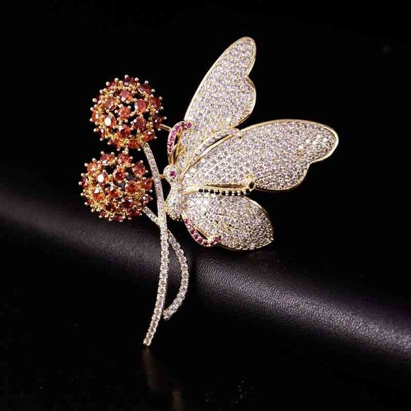 Elegant butterfly brooch for stylish sweater suits, a luxurious zircon accessory perfect as a floral gift