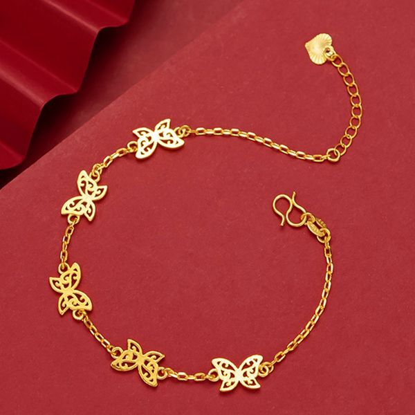 Elegant butterfly-shaped wrist chain for women and girls, crafted in 18k yellow gold-filled, a lovely gift choice