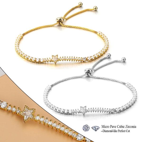 Elegant charm bracelet featuring zirconia stones and a meteor starlink design with an adjustable pull buckle for a stylish boho look, suitable for both women and men