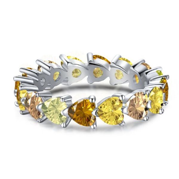 Elegant eternity heart lab diamond ring in 925 sterling silver, perfect for weddings, engagements, and gifts for women and men