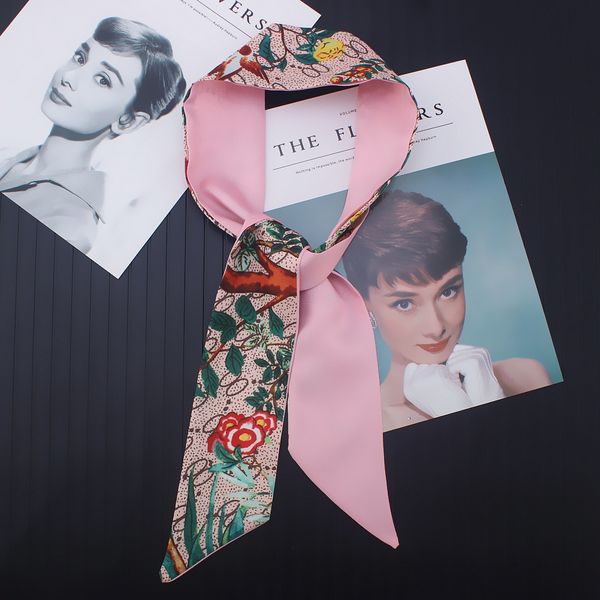 Elegant floral silk scarf, a stylish 2021 headband for women, also perfect as a fashionable long-handle bag accessory or versatile wrap