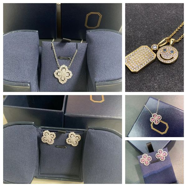 Elegant four-leaf clover jewelry set featuring diamond accents, perfect as a women's gift