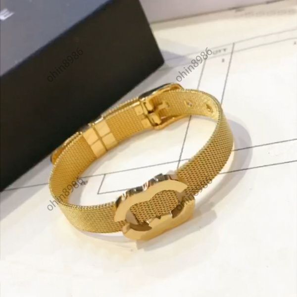 Elegant gold bangle spring bracelet, stylish women's fashion jewelry gift, chic stainless steel party cuff bracelet for wholesale