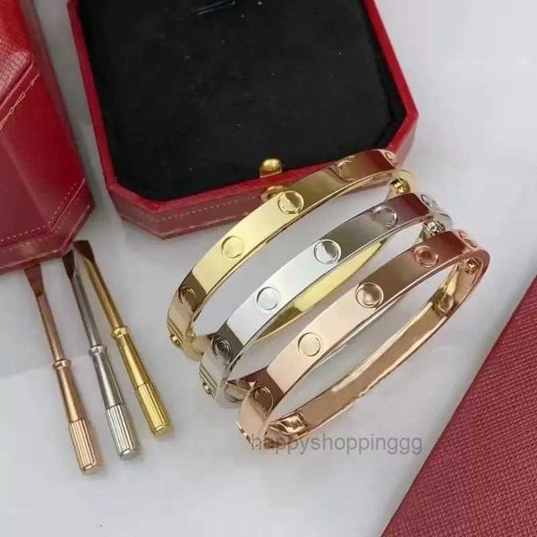 Elegant gold bangle with screw design, 6mm steel screw bracelet for women and men, includes screwdriver tool for adjustment