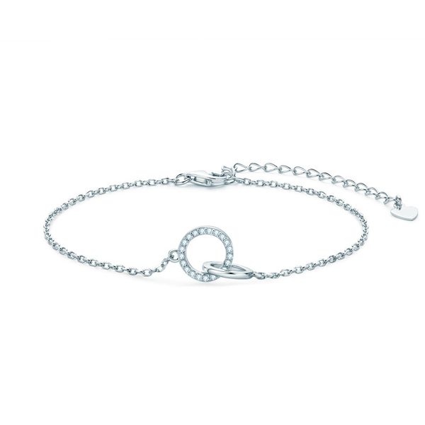 Elegant Mobius loop bracelet for women, featuring sterling silver and Mosan diamonds, available for cross-border wholesale