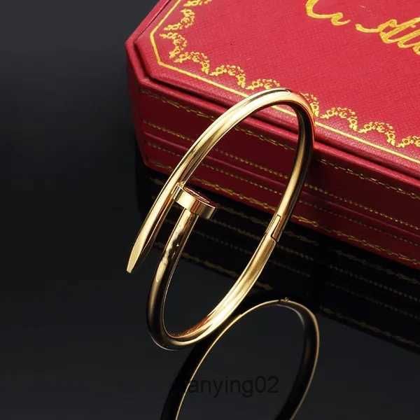 Elegant nail bracelet jewelry for women, stylish gold-plated steel alloy bangle that won't fade or cause allergies, available wholesale