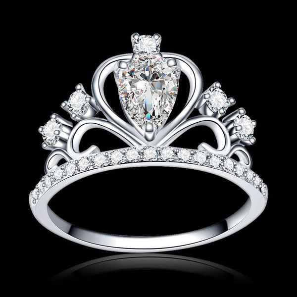 Elegant oversized diamond princess crown for stylish girls, sparkling party rings with clear zircon crystals, perfect fit for women's jewelry gifts on birthdays