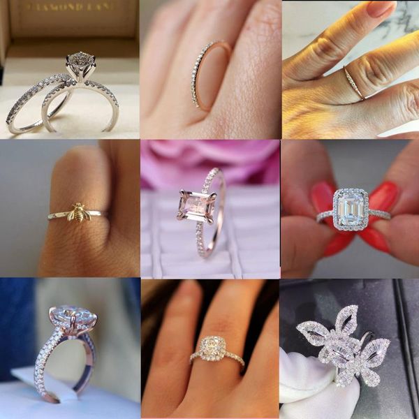 Elegant rose gold thin wedding rings for women, featuring cubic zirconia, perfect for bridal parties and finger jewelry, offered free