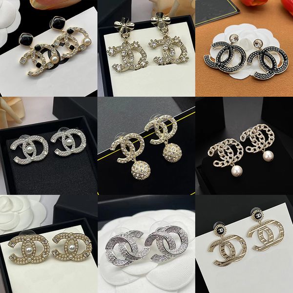 Elegant S925 silver designer earrings with pearl and crystal charms for women